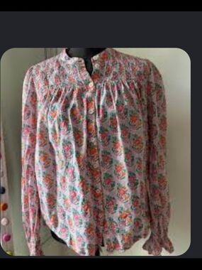 Boden Pink Floral Long-Sleeve Peasant Blouse